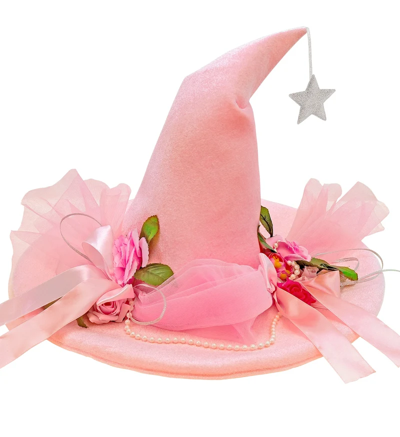 Feeënhoed roze met rozen en sterretje voor dames