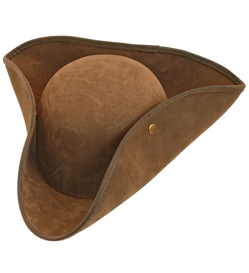 Driekantige hoed piraat vintage suede bruin dames en heren