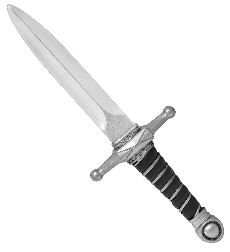 Historische dolk 40 cm zilver met zwarte greep