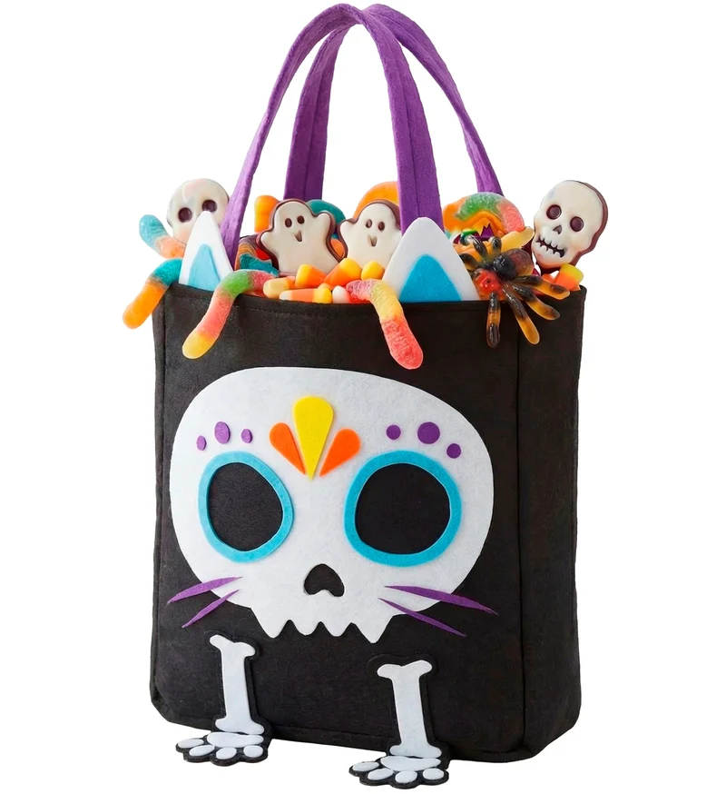 Trick-or-treat tas kat skelet zwart voor kinderen