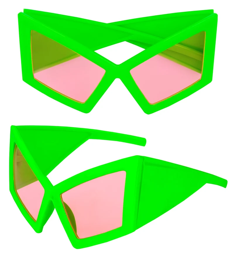 Bril oversized neon groen met roze glazen dames en heren