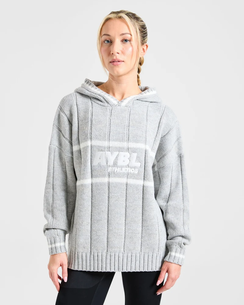 Athletics Oversized Knitted Hoodie - Grijs Marl