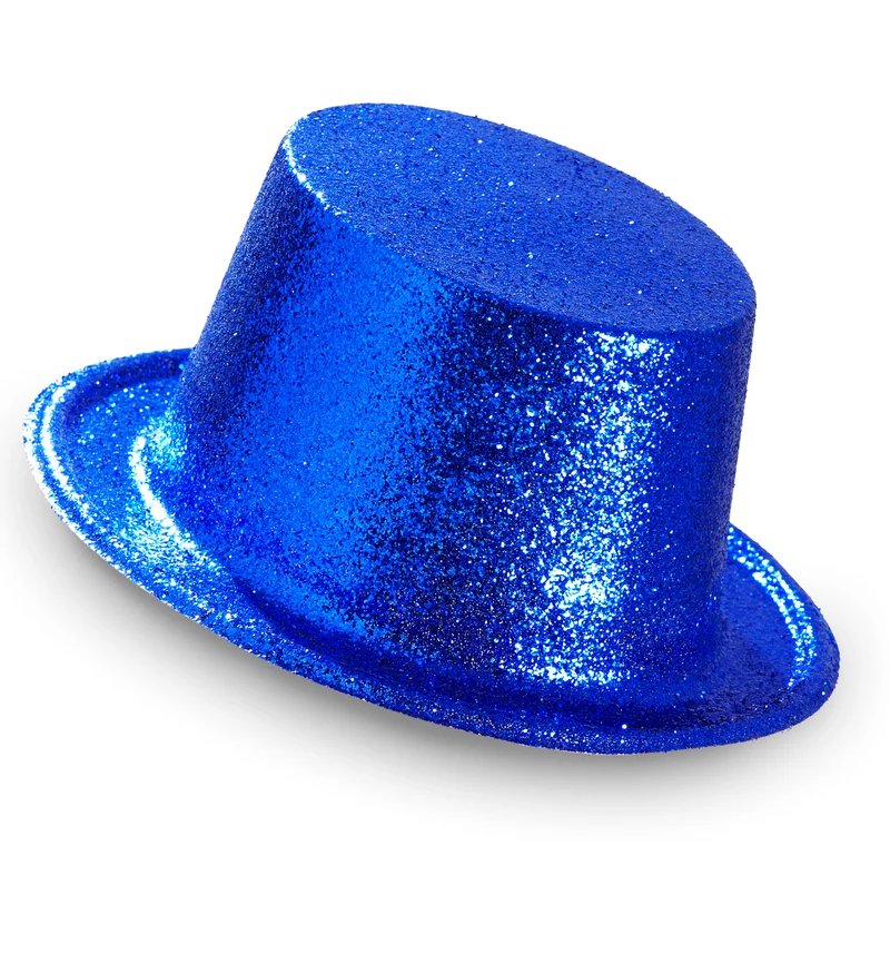 Glitter hoge hoed blauw