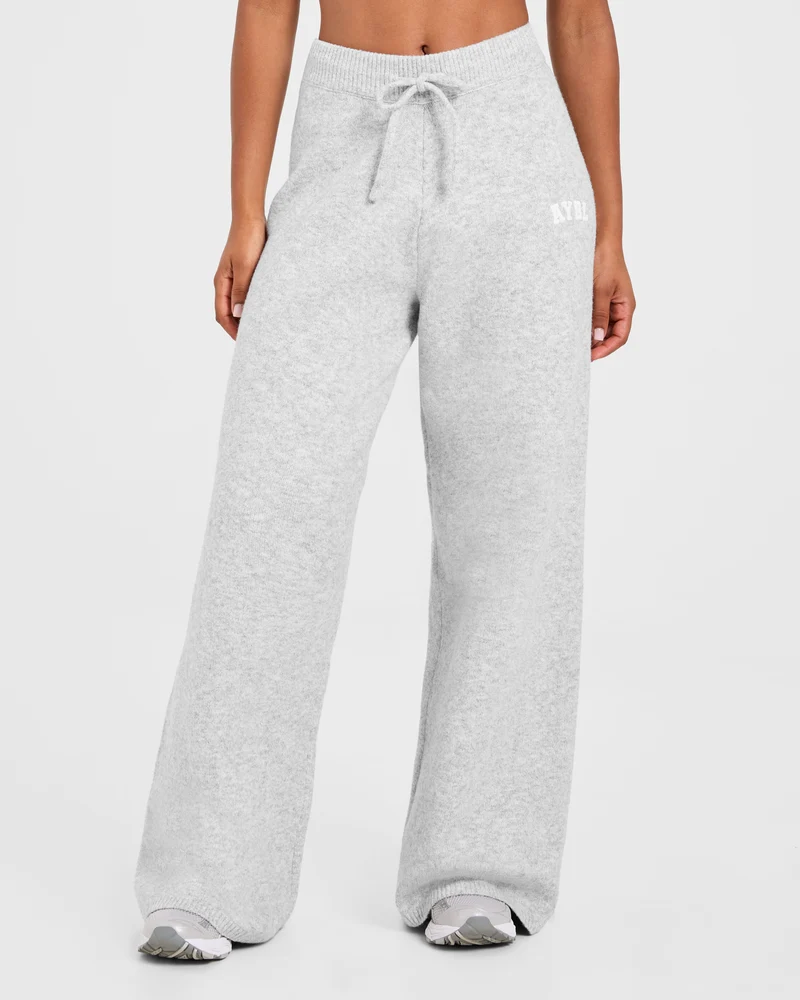 Varsity Oversized Knitted Joggers - Grijs Marl