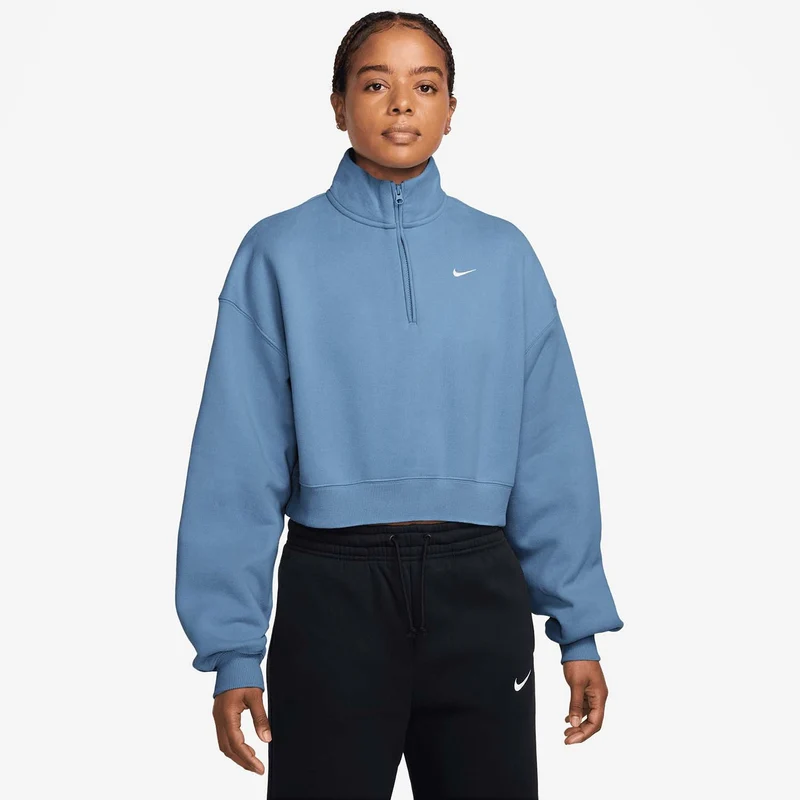 Studio Fleece Oversized 1/4-Zip Cropped Top