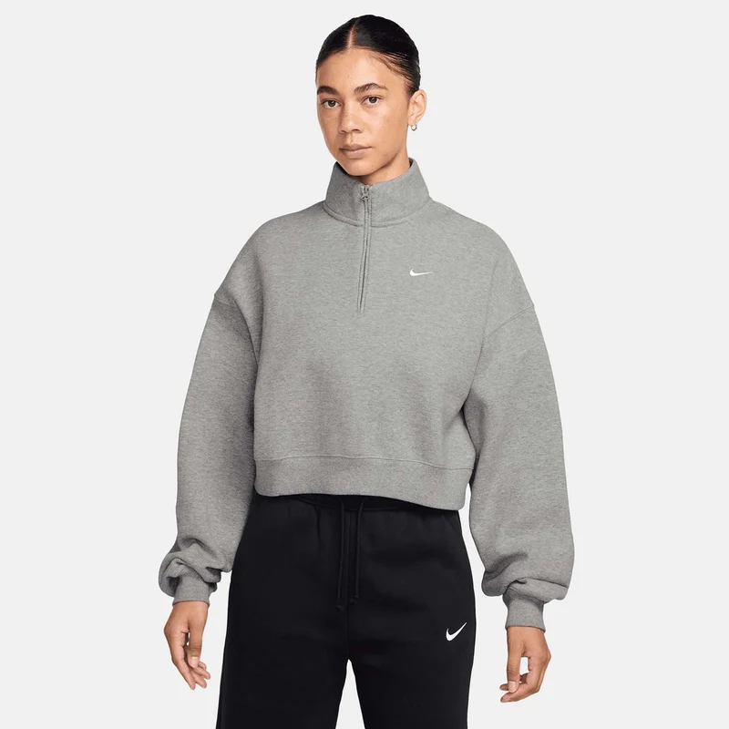 Studio Fleece Oversized 1/4-Zip Cropped Top