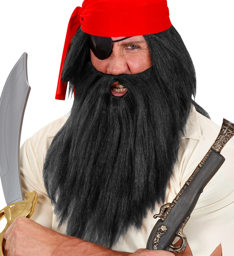 Holbewoner pruik of piratenpruik Barba zwart