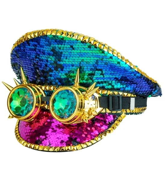 Pet steampunk met kaleidoscoop bril hoed Goos