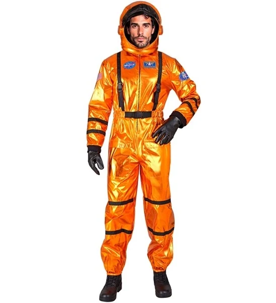 Astronaut oranje heren kostuum Evi