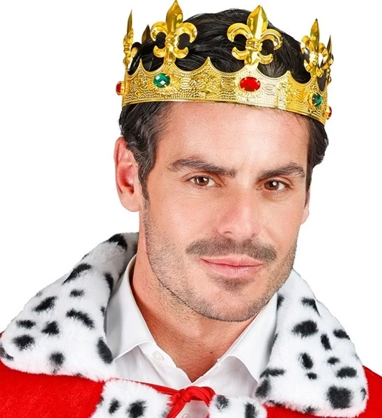 Kroon metaal goud met edelstenen haarband Mats