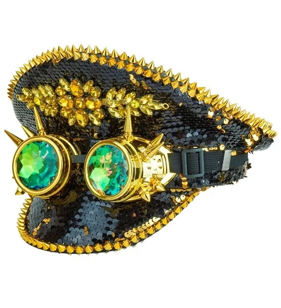 Pet steampunk met kaleidoscoop bril hoed Guus