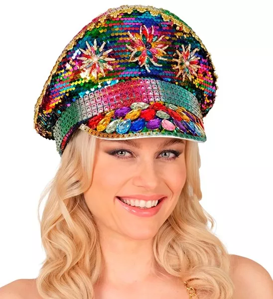 Pet pride met juwelen pailletten regenboog hoed Julia