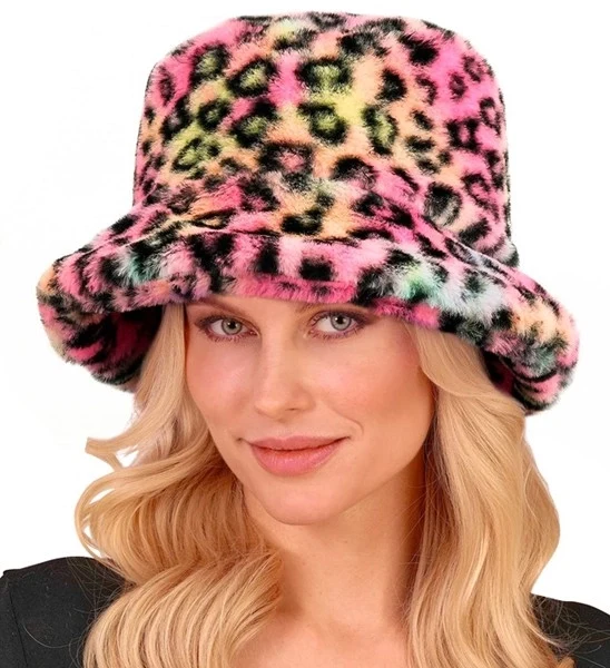 Bucket hat pluche luipaard multi Sanne