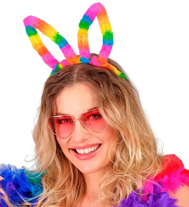 Hoofdband konijn regenboog met lampje Siem