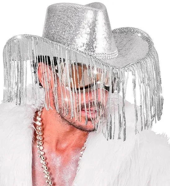 Cowboyhoed pailletten met strass en franje Anouk