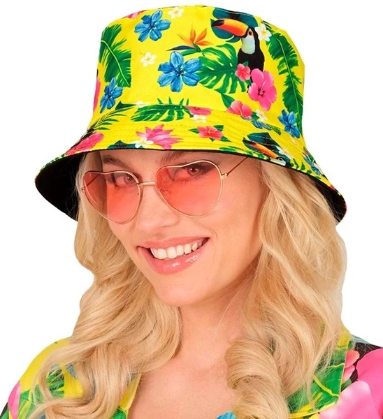 Bucket hat zomer party geel kostuum Thijs