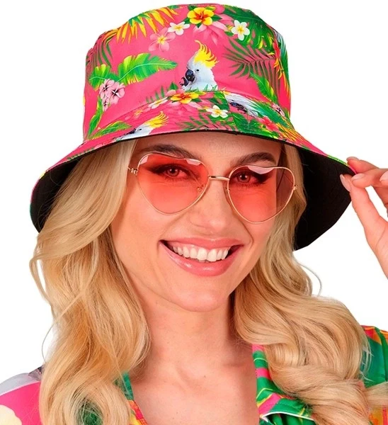 Bucket hat zomer party roze kostuum Anouk