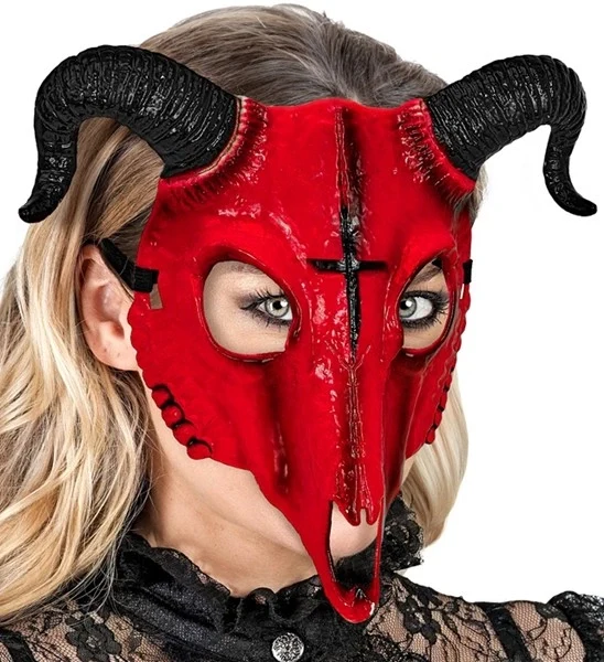 Masker satanische ram rood hard plastic Vera