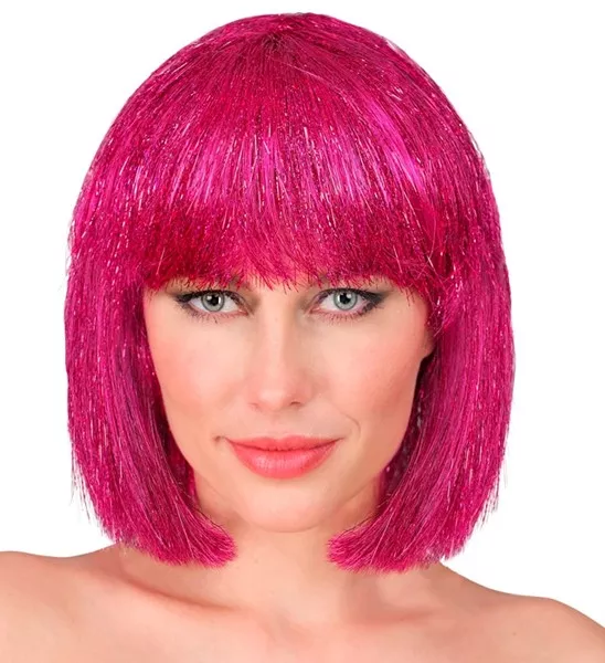 Pruik blits roze Roos