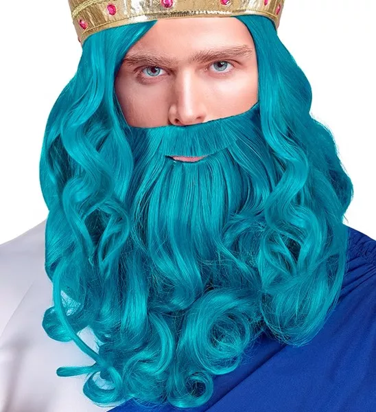 Pruik poseidon/neptunes met baard en snor Liv