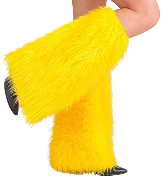 Beenwarmers pluche geel Roos
