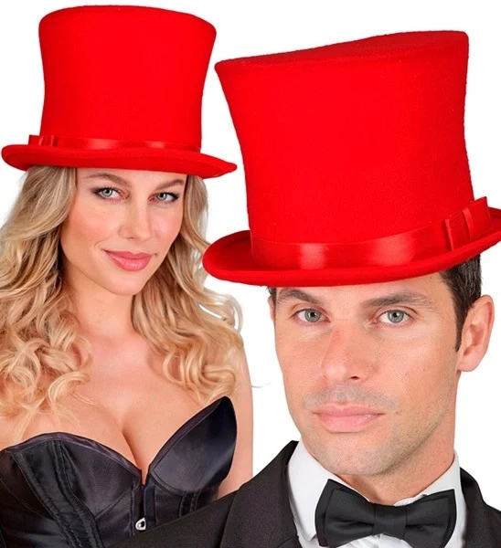 Hoge hoed rood Maud top kwaliteit