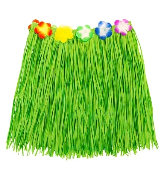 Hawaiirokje groen met bloemenriem 40cm Maud