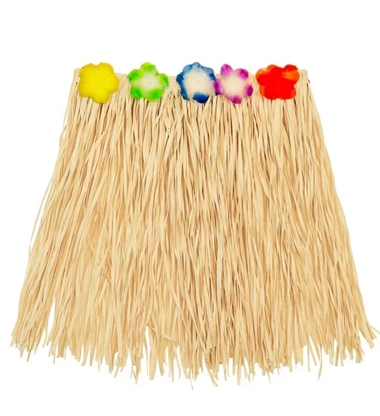 Hawaiirokje naturel met bloemenriem 40cm Luuk