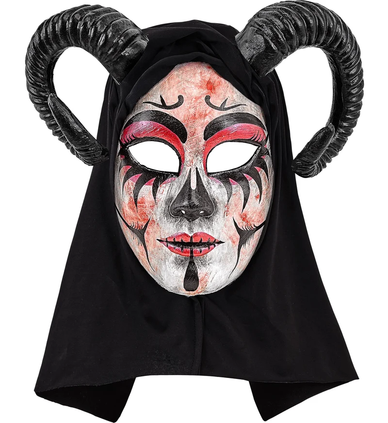 Masker met kap theater duivel vrouw Evi
