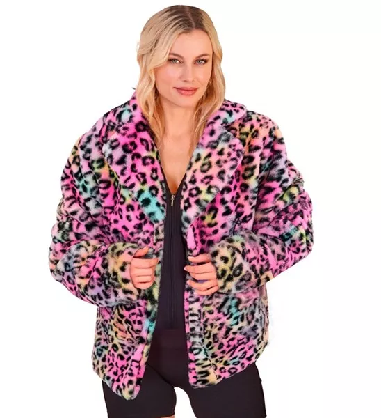 Bontjas pluche dames luipaard multi kostuum Niek