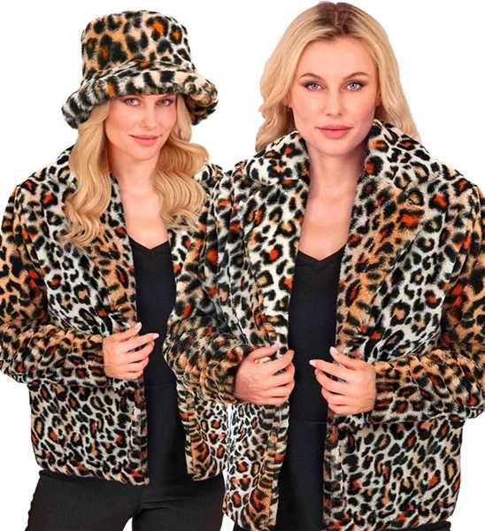 Bontjas pluche dames luipaard print kostuum Niela
