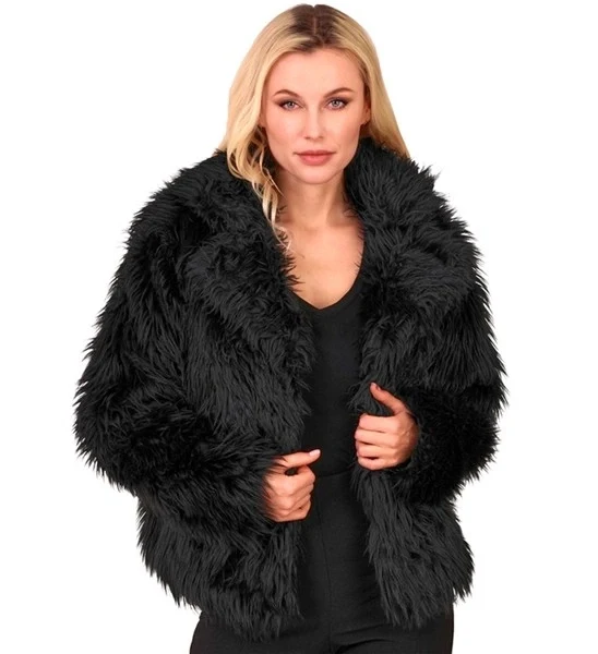 Bontjas pluche dames zwart kostuum Sanne