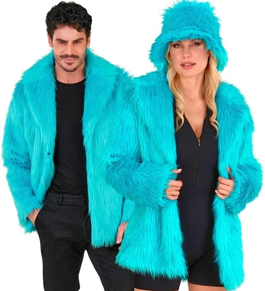 Bontjas pluche turquoise kostuum Gijs