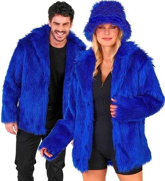 Bontjas pluche blauw kostuum Mees