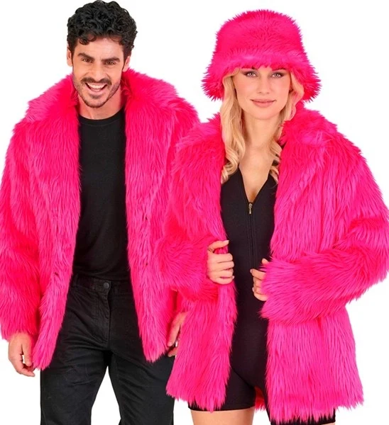 Bontjas pluche neon roze kostuum Lotte