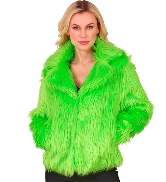 Bontjas pluche dames neon groen kostuum Timo