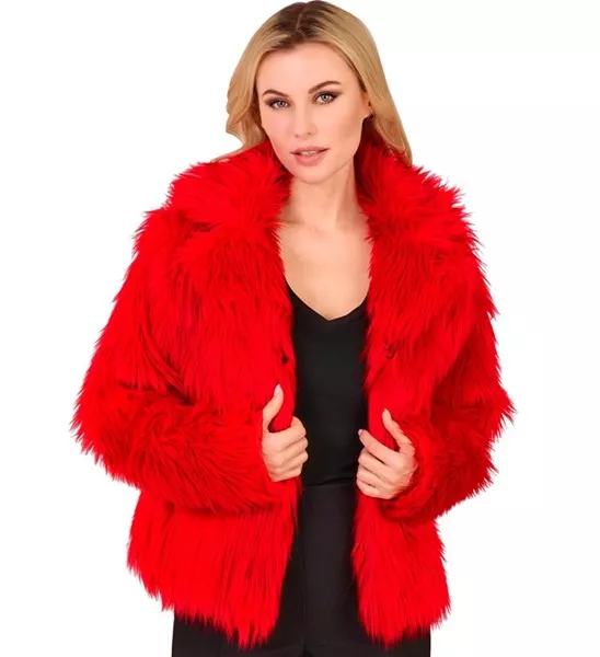 Bontjas pluche dames rood kostuum Fleur