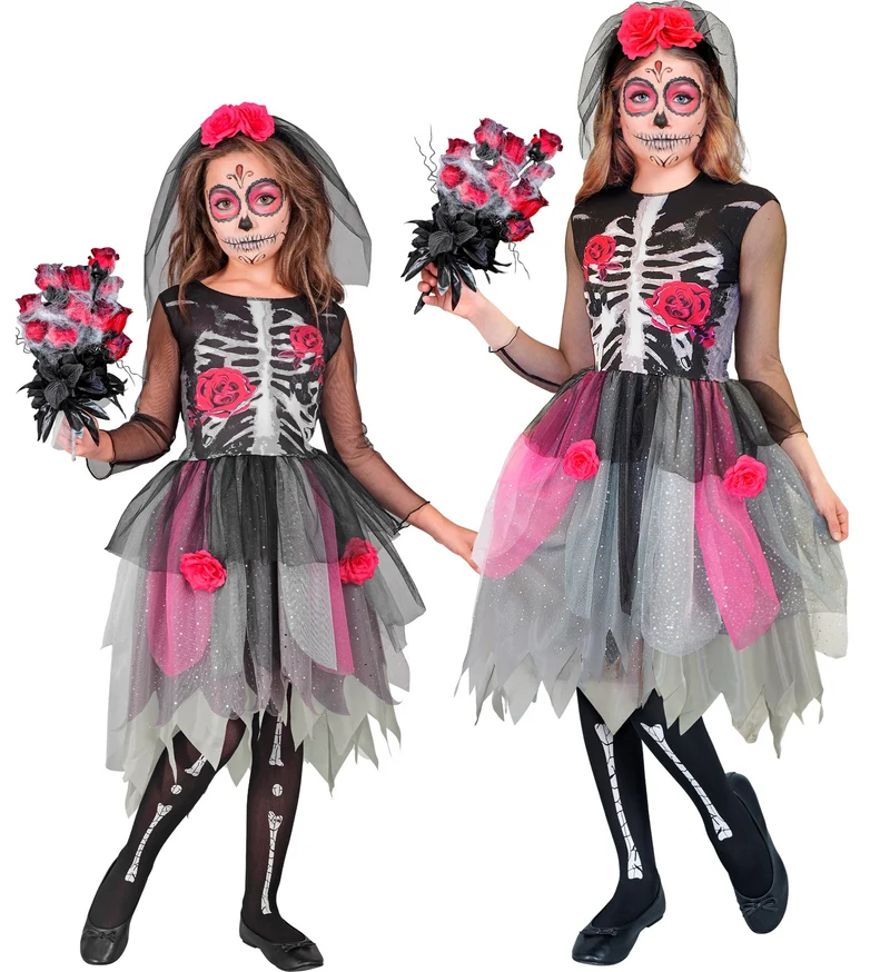 Skeletjurk met rozen kostuum Jenu kind