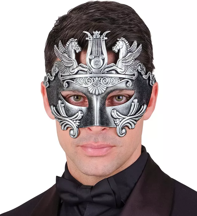 Oogmasker grieks/romeins zilver Lara