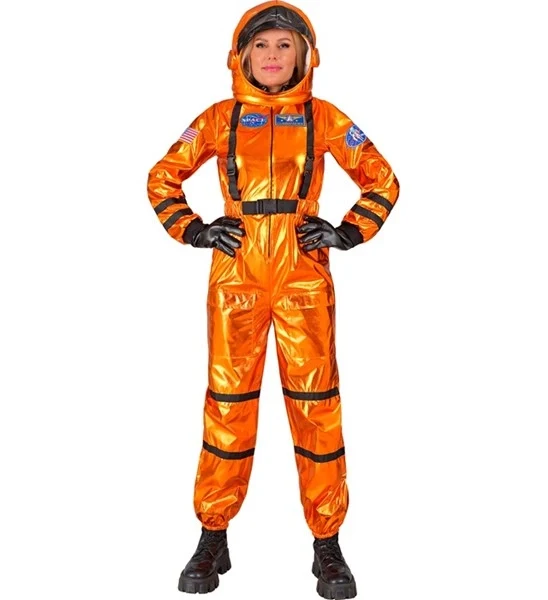Astronaut oranje dame kostuum Lars