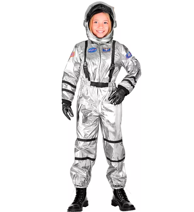 Astronauten kostuum zilver Roos kinderen