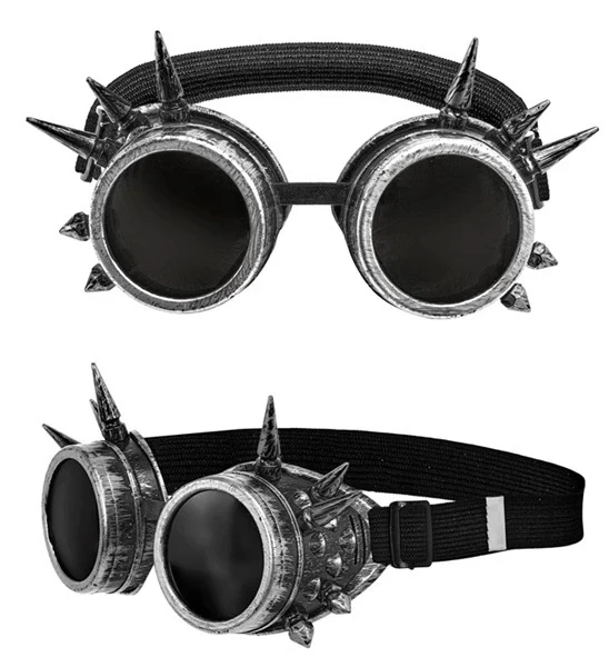 Bril steampunk antiek zilver gespijkerd Mees