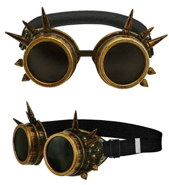 Bril steampunk antiek goud gespijkerd Pim