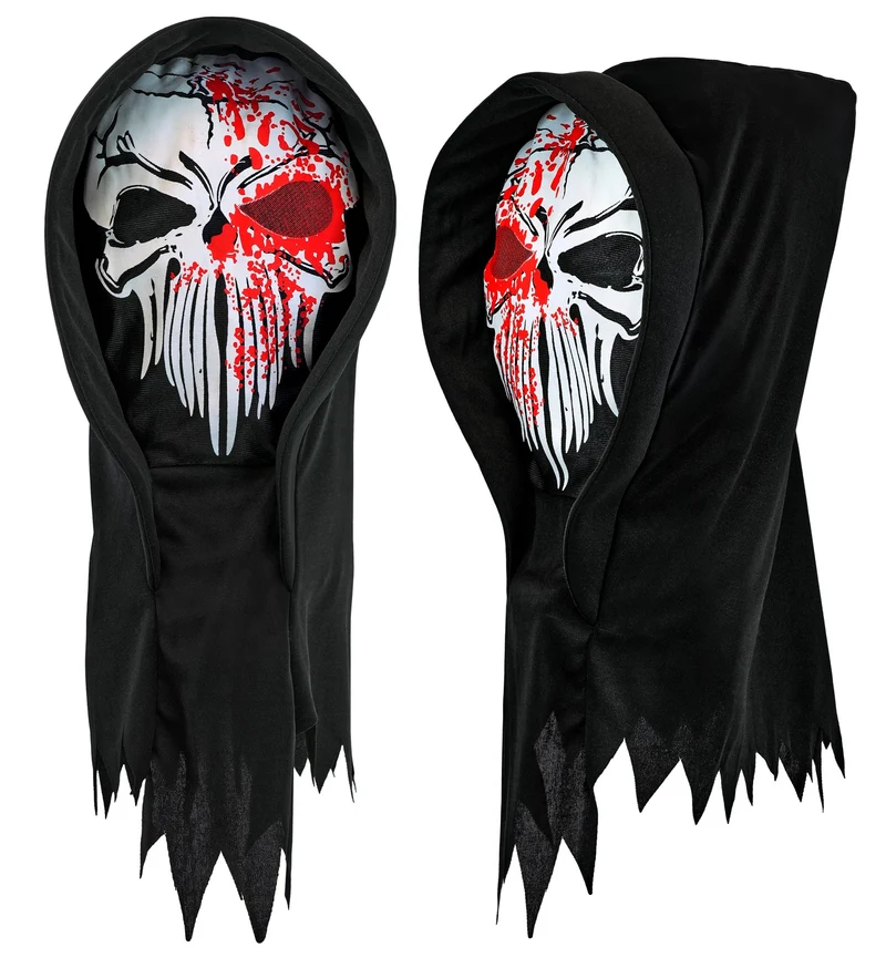 Masker met kap bloederige grim reaper Bram