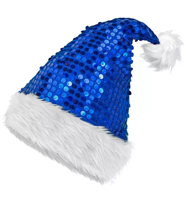 Kerstman muts pluche en pailletten blauw Lotte