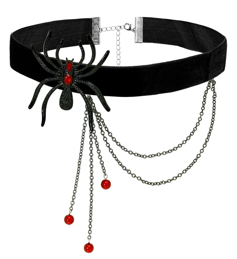 Choker spin met strass rood kostuum Tess