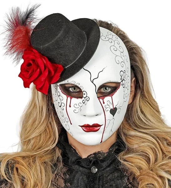 Masker theater bloedende vrouw met hoed Sophie