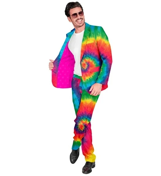 Kostuum neon tie dye suit