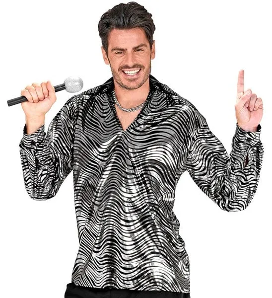 Shirt disco fever zilver heren