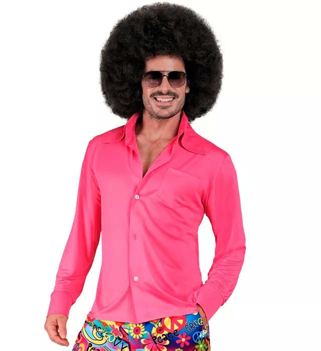 70's groovy heren shirt roze